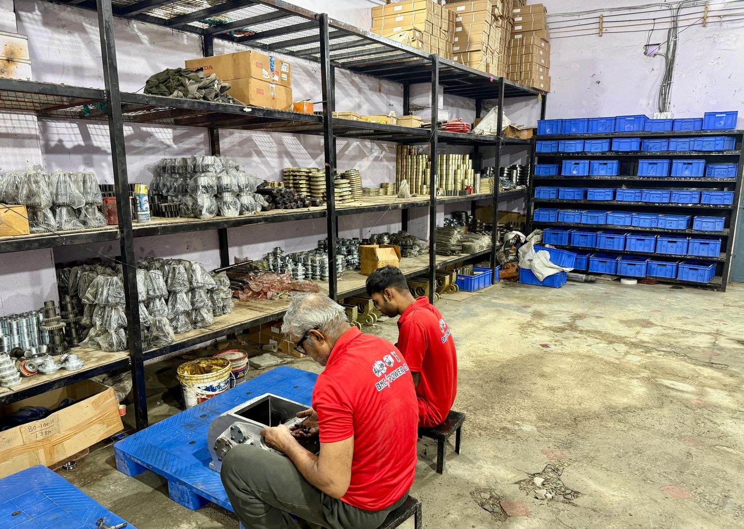 BMC Power fitters assembling a gearbox in the workshop